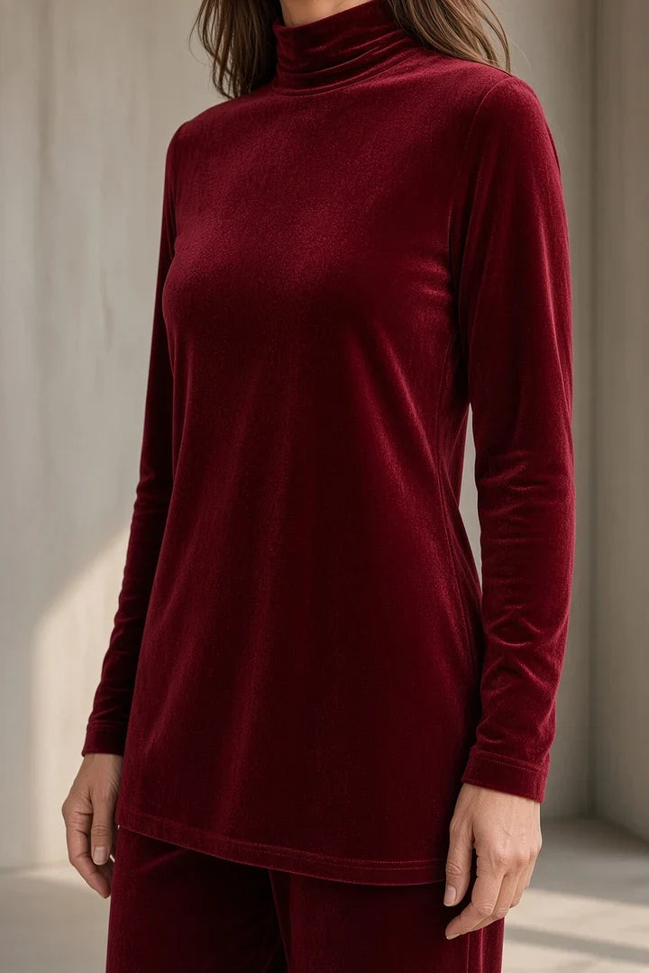 Urbana | Velvet Turtleneck Pant Set