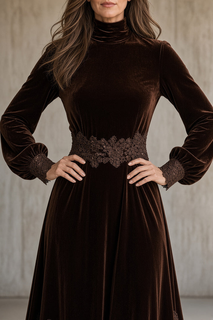 Sonya | Velvet Lace Maxi Dress