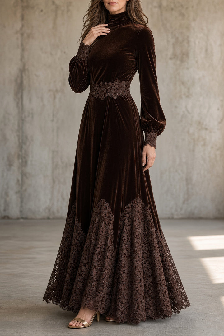 Sonya | Velvet Lace Maxi Dress