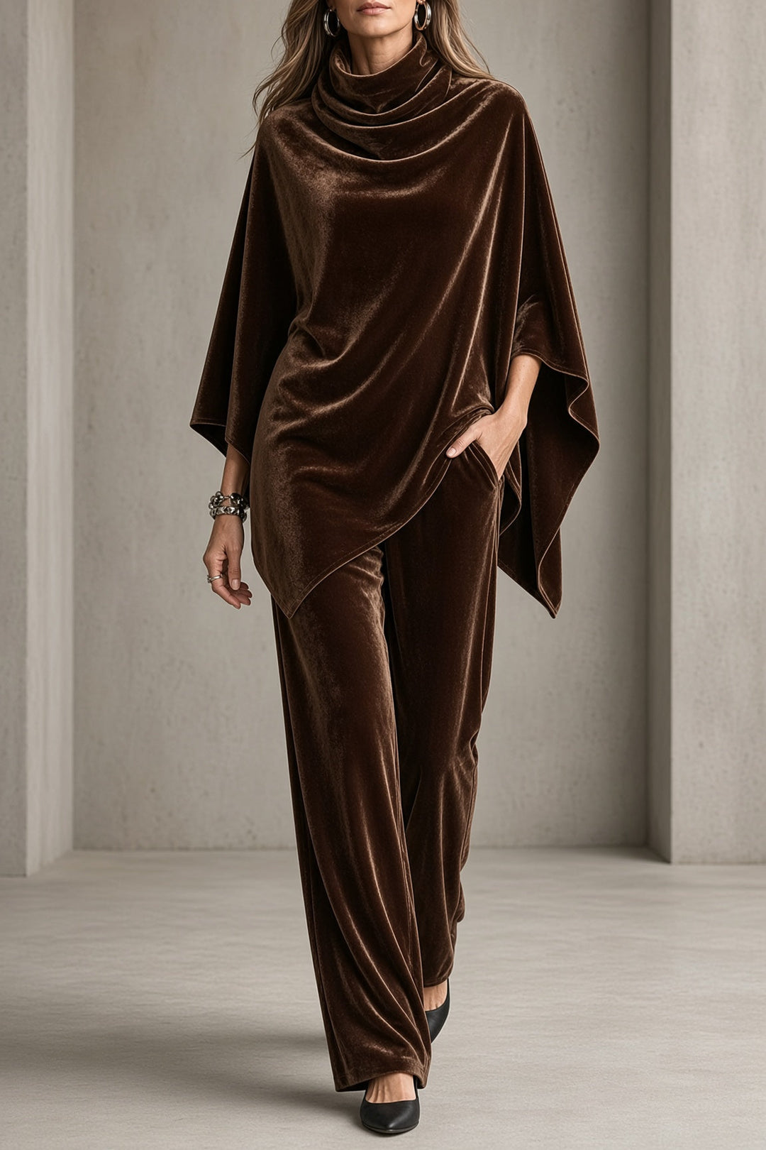 Lilith | Velvet Poncho Pants Set