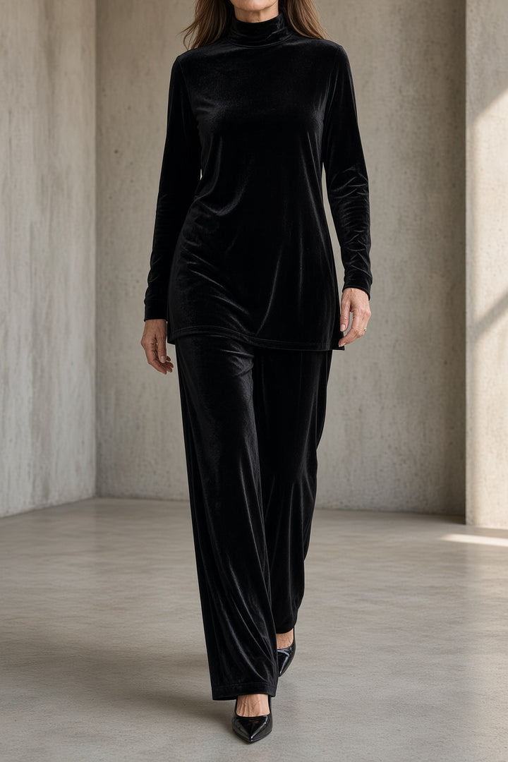 Urbana | Velvet Turtleneck Pant Set
