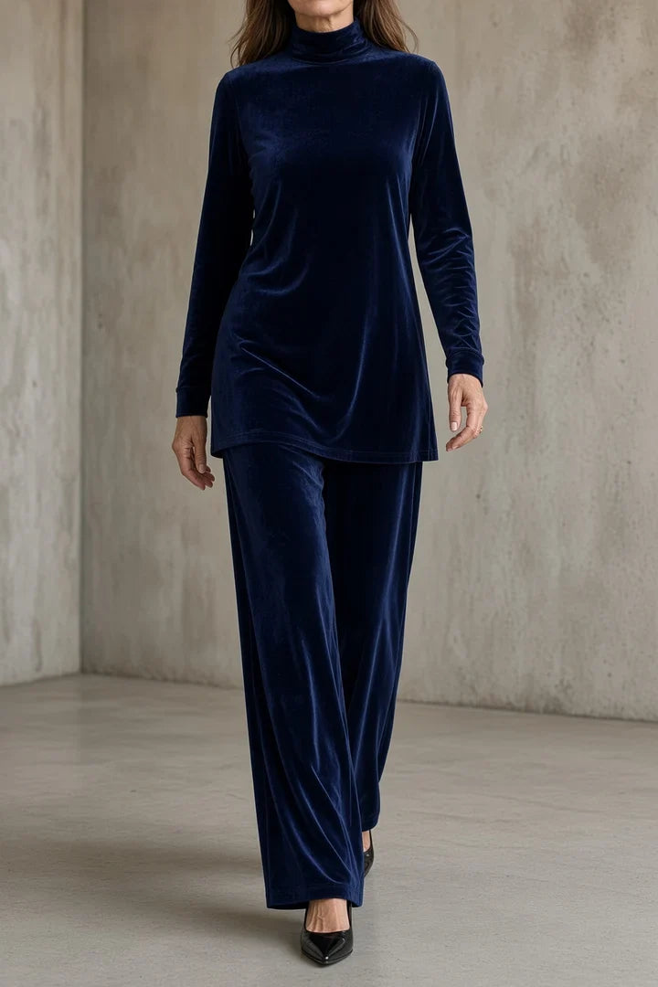 Urbana | Velvet Turtleneck Pant Set