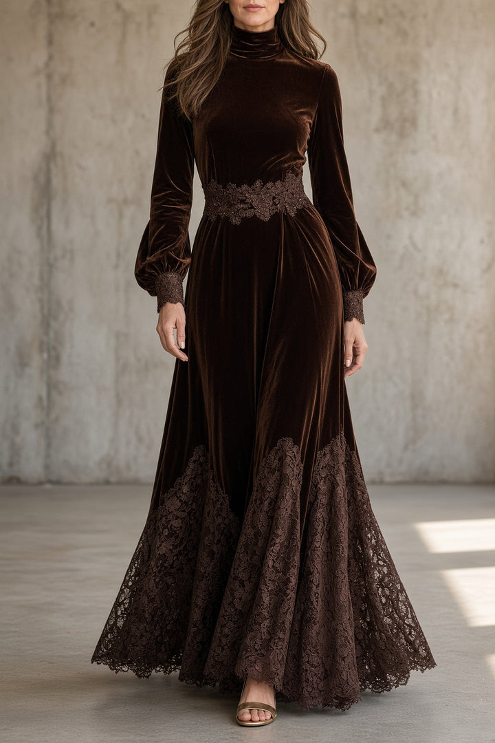Sonya | Velvet Lace Maxi Dress