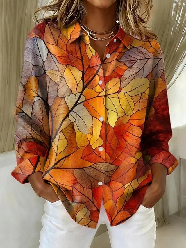 Fran | Botanical Print Button Blouse