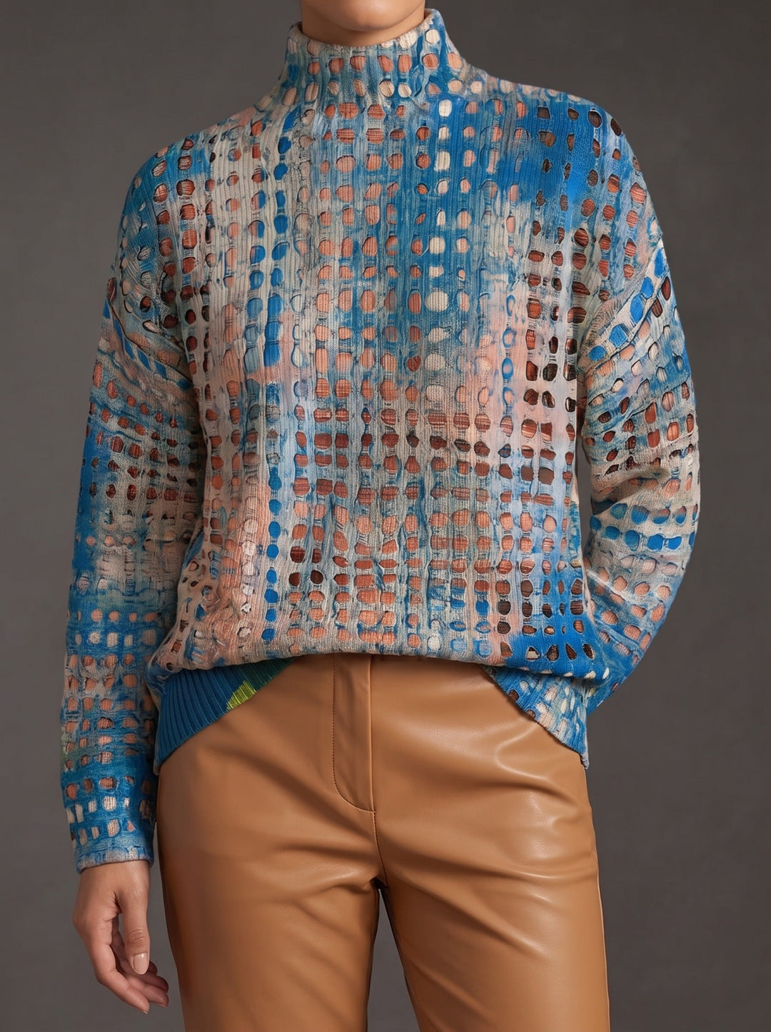 Winnie | Textured Lattice Turtleneck
