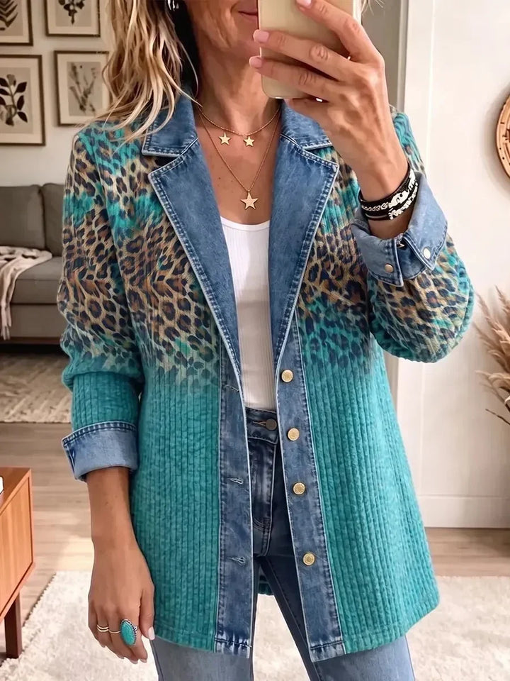 India | Vintage Leopard Denim Jacket
