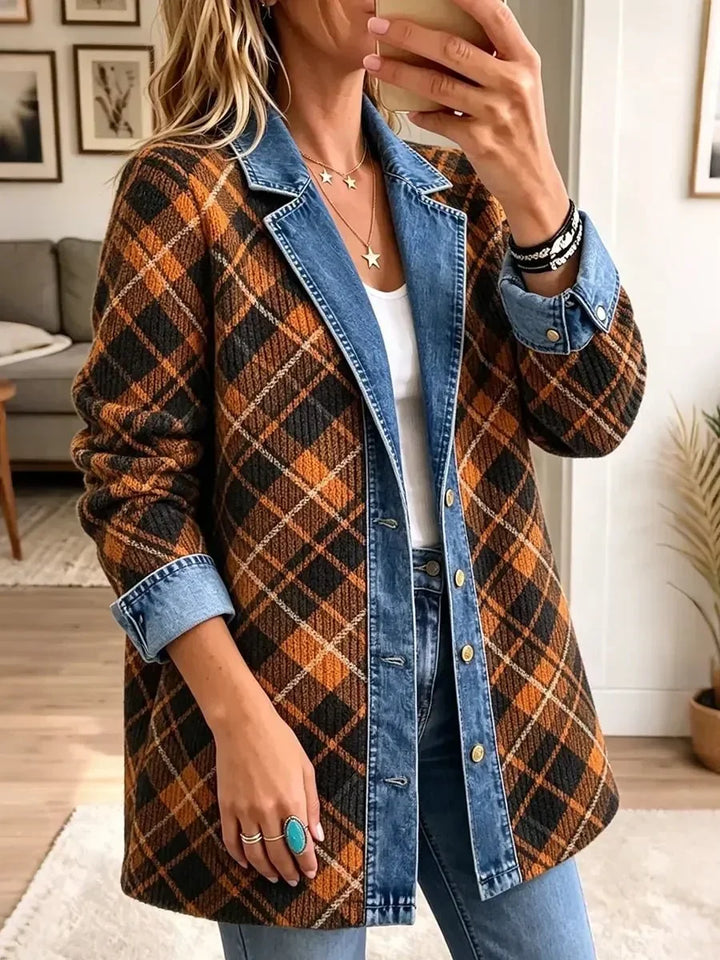 Dulcie | Vintage Denim Block Print Jacket