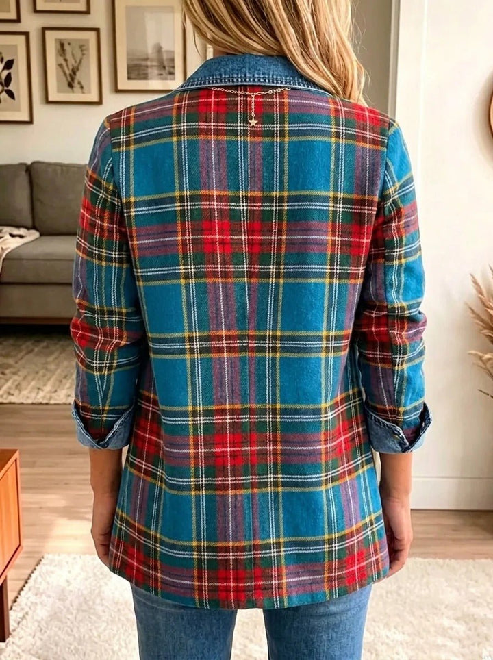 Tawnya | Tartan Denim Blazer