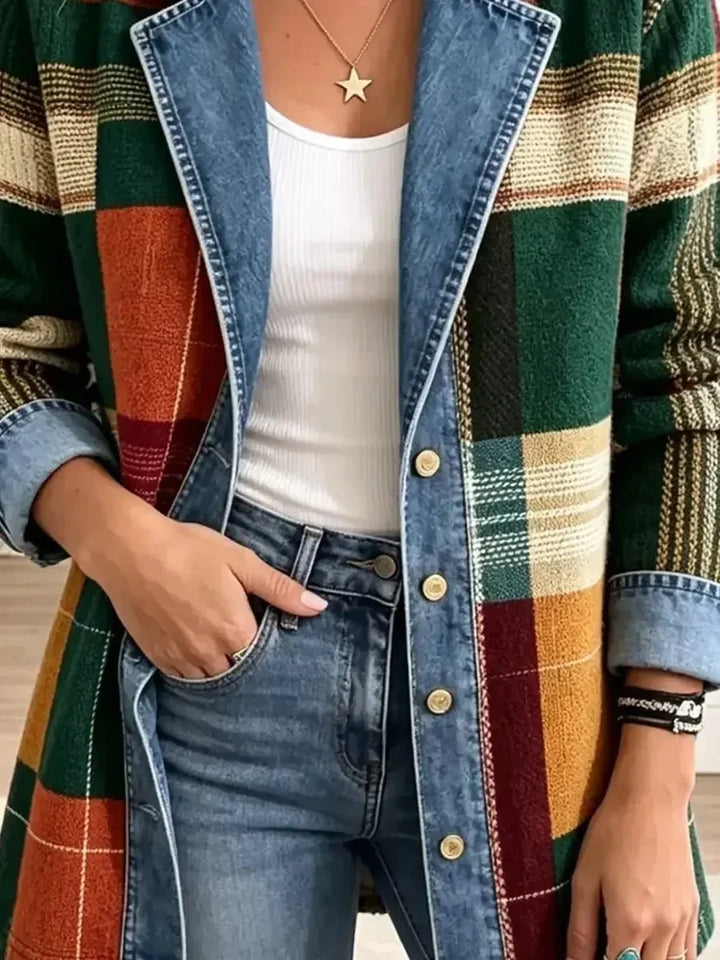 Nan | Retro Plaid Denim Jacket