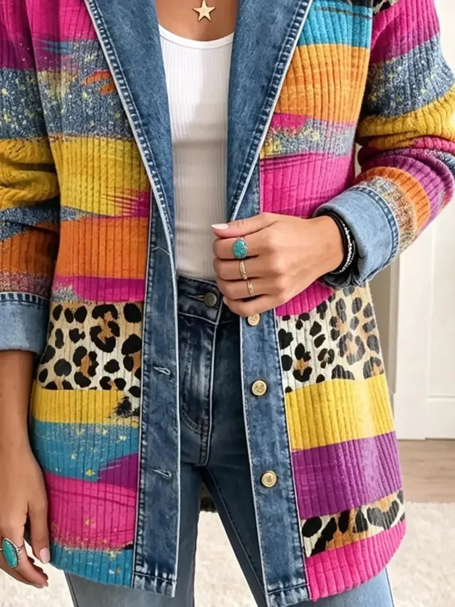 Persephone | Retro Leopard Denim Jacket