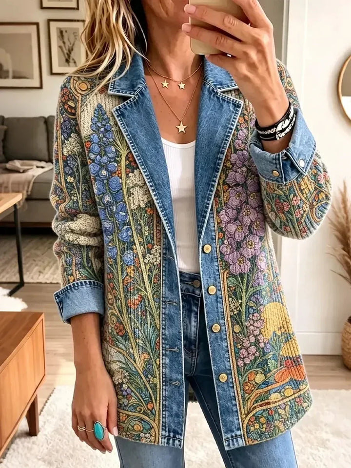 Cherry | Vintage Floral Denim Jacket