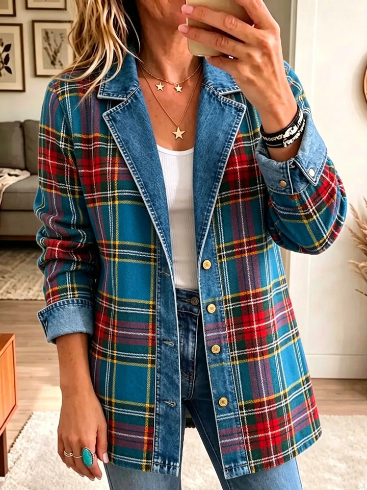 Tawnya | Tartan Denim Blazer