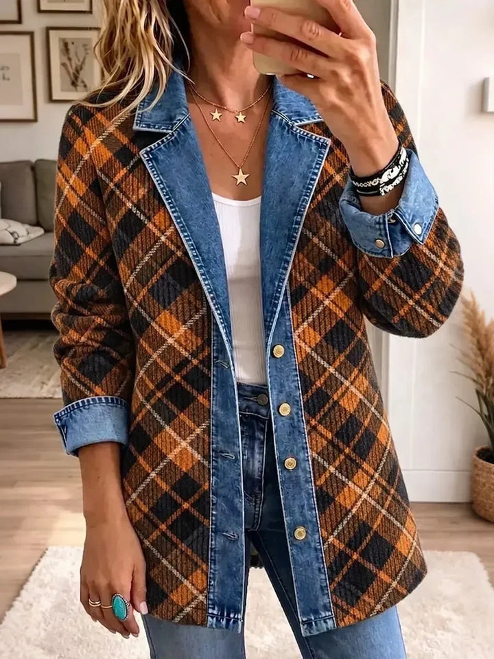 Dulcie | Vintage Denim Block Print Jacket