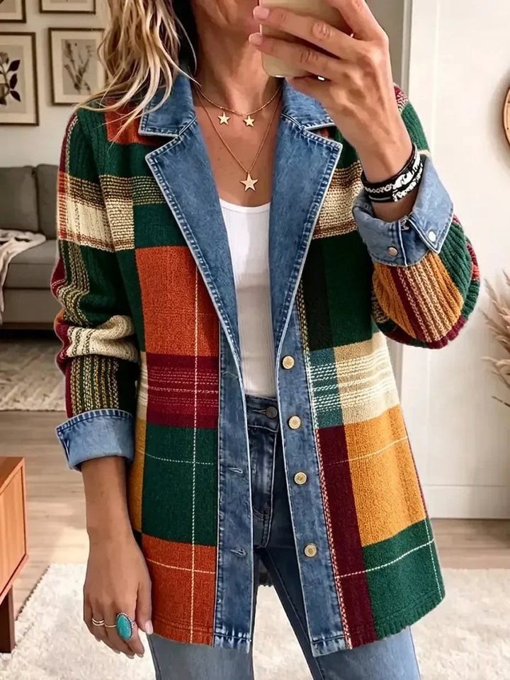 Nan | Retro Plaid Denim Jacket