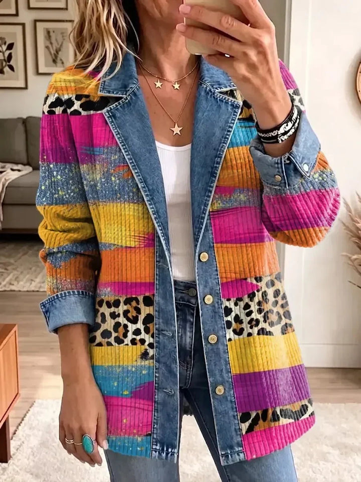 Persephone | Retro Leopard Denim Jacket