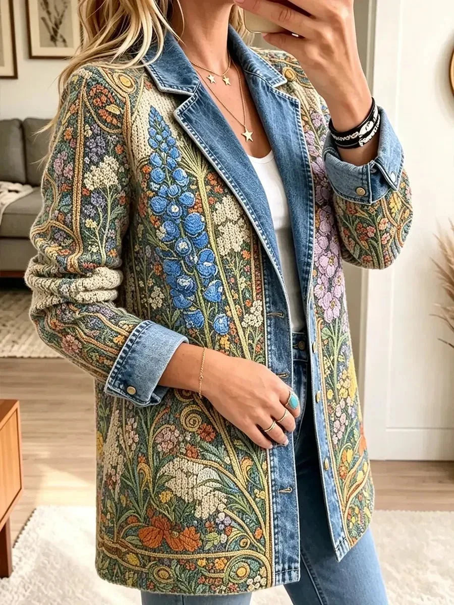 Cherry | Vintage Floral Denim Jacket