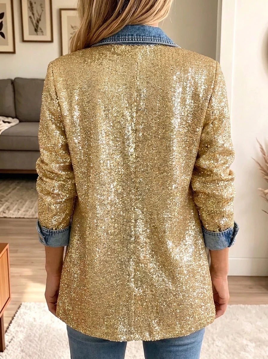 Jaime | Gold Glitter Denim Jacket