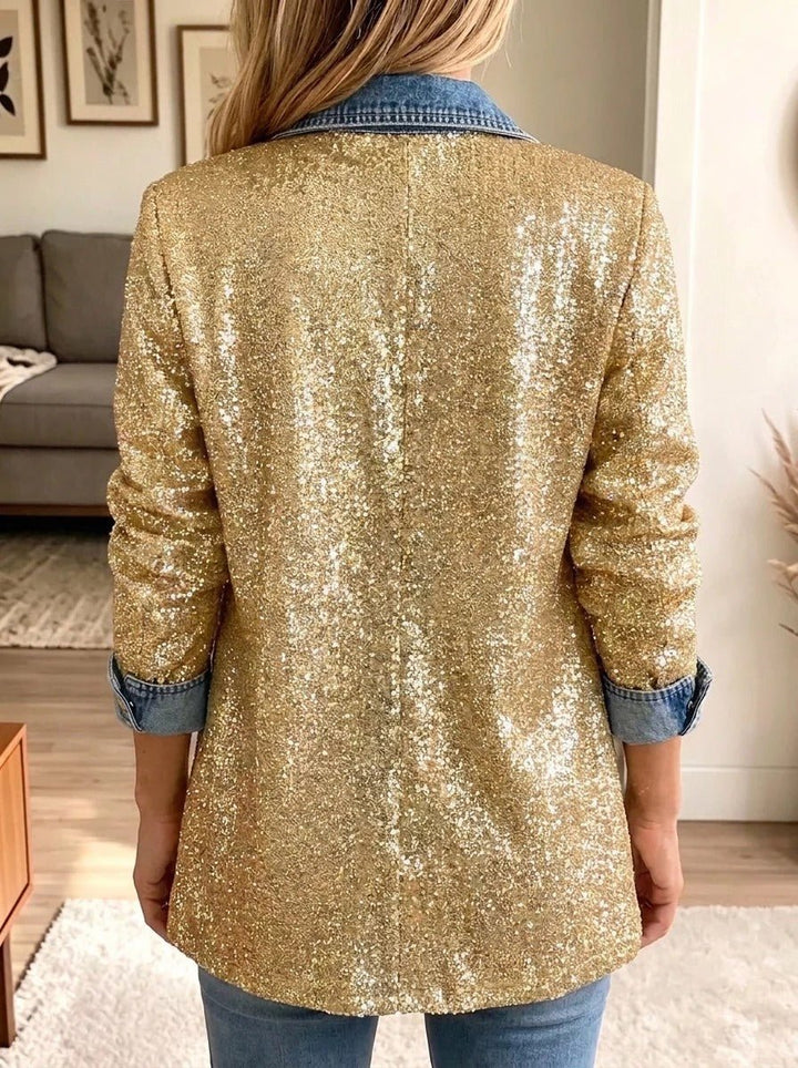 Jaime | Gold Glitter Denim Jacket