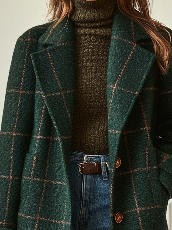 Kaymee | Plaid Tweed Lapel Coat