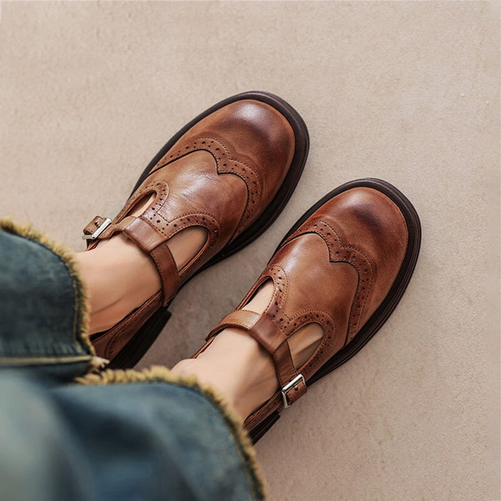 Velda | Elegant Leather Look Mary Jane Shoes