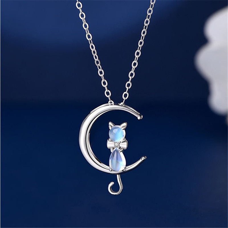 Ulka | Moonstone Cat Necklace