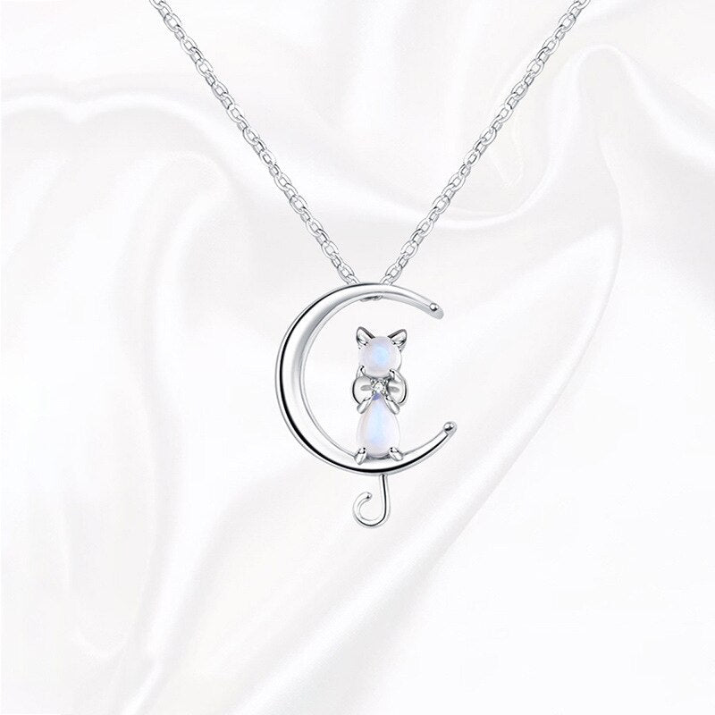 Ulka | Moonstone Cat Necklace