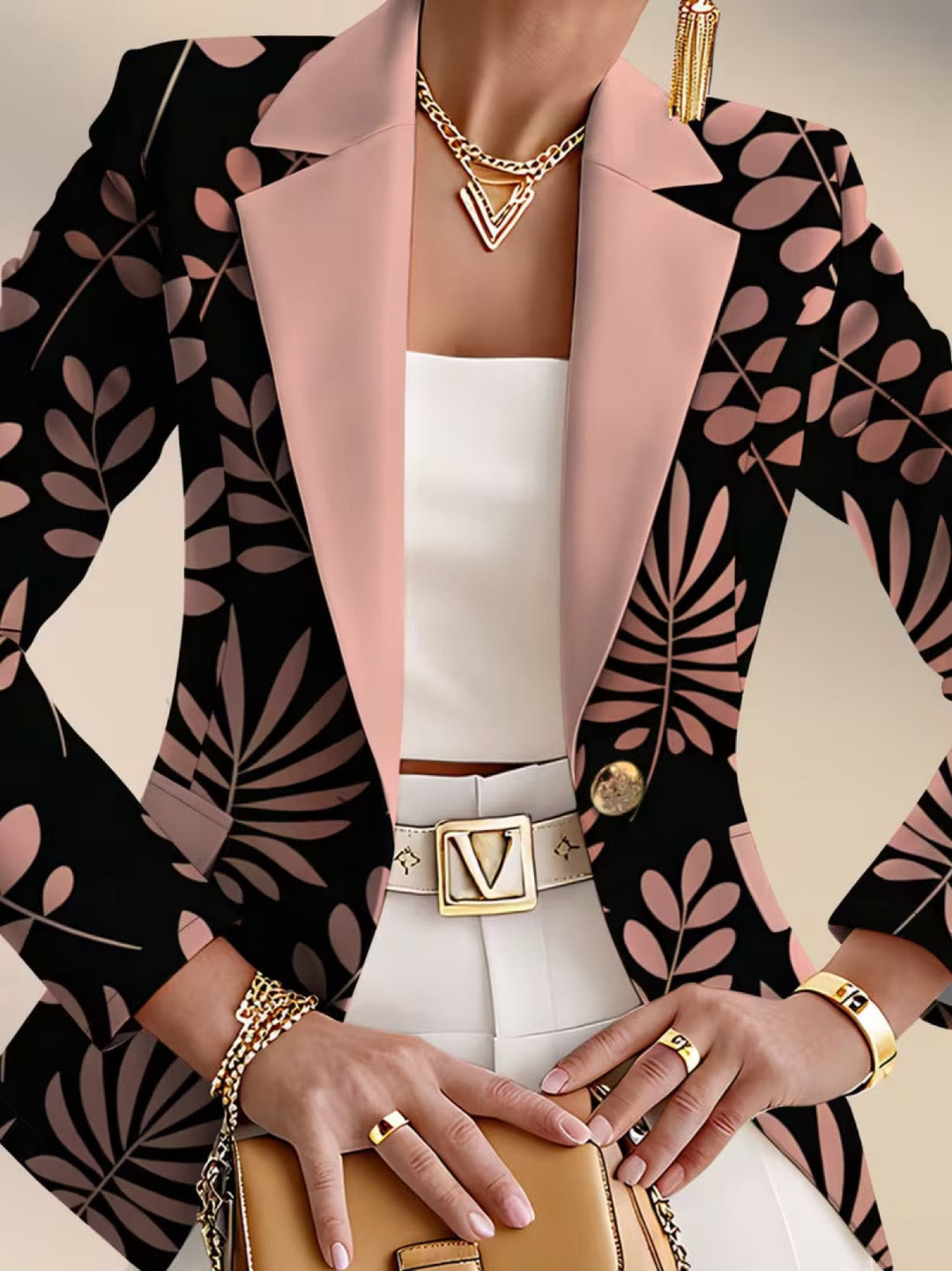Odara | Pink Leaf Blazer