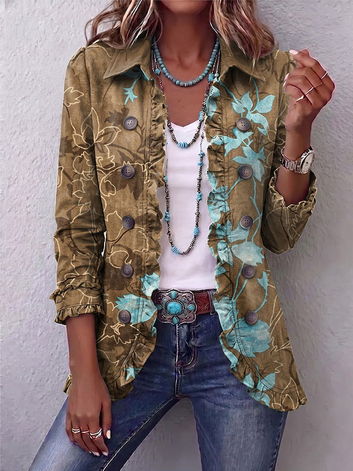 Kendra | Boho Floral Ruffle Jacket