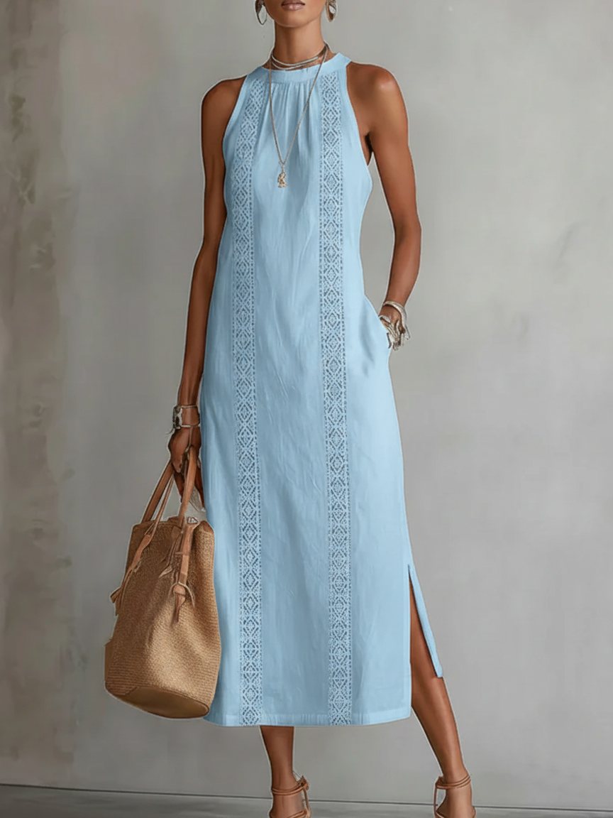 Lottie | Elegant Mao Collar Midi Dress