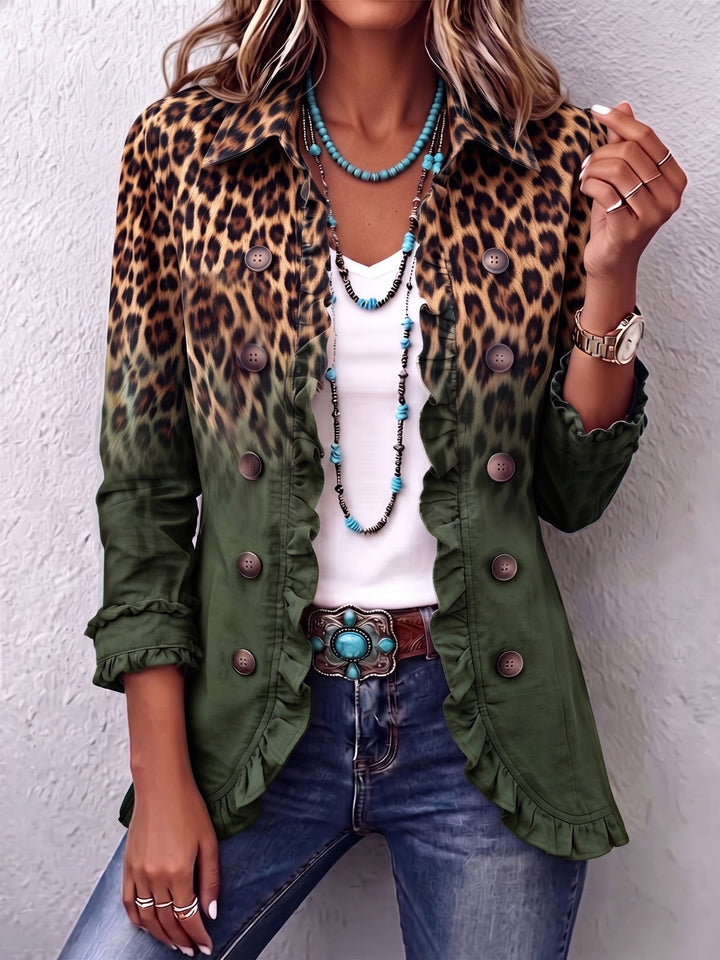 Esmeralda | Leopard Ombre Ruffle Blazer