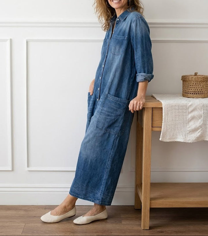 Harper | Relaxed Wide-Leg Denim Jumpsuit