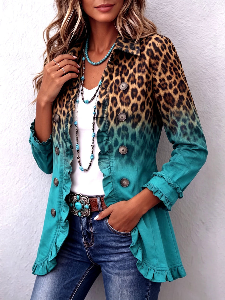 Esmeralda | Leopard Ombre Ruffle Blazer