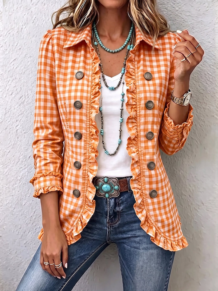 Brynlee | Gingham Ruffled Button-Down