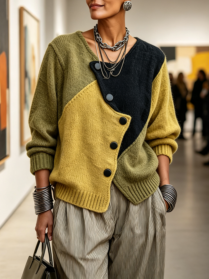 Zulu | Asymmetric Color-block Knit Sweater
