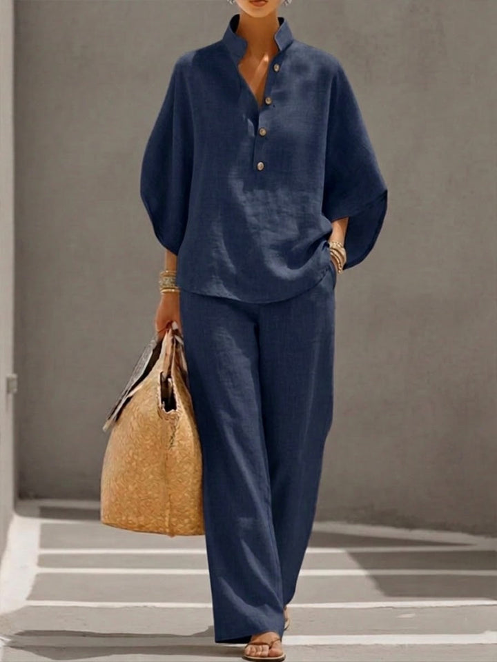 Lorna | Set with Batwing Sleeves and Wide-Leg Pants