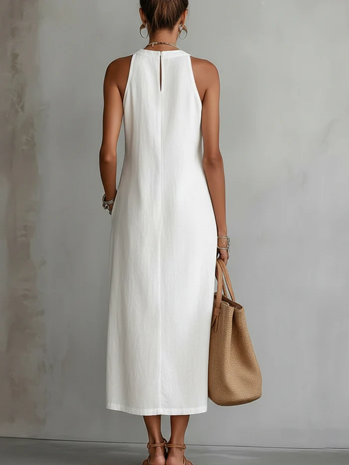 Lottie | Elegant Mao Collar Midi Dress