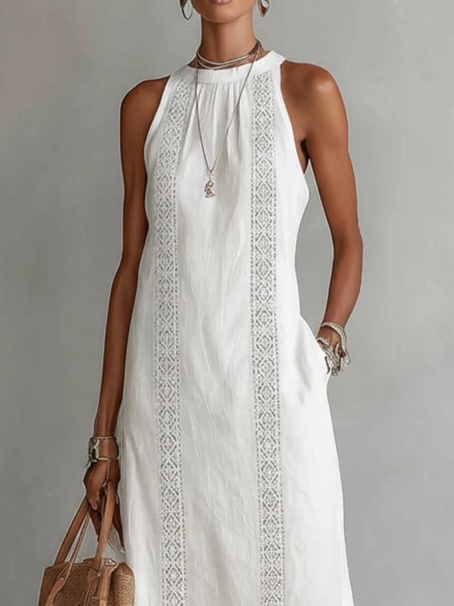 Lottie | Elegant Mao Collar Midi Dress
