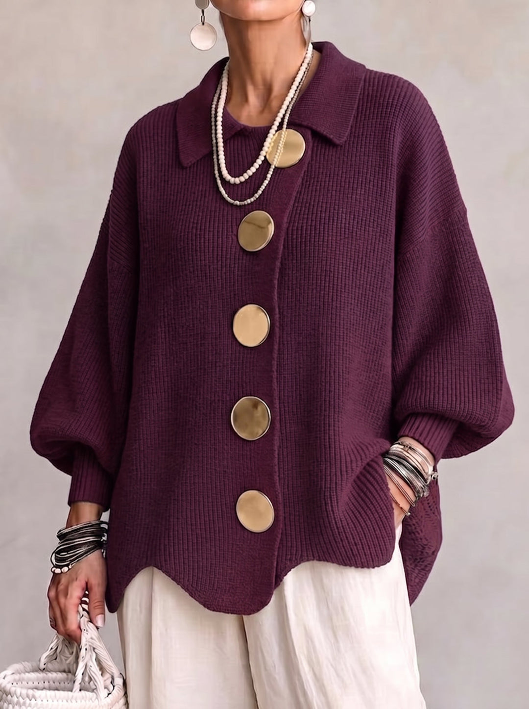 Sarah | Oversized Collared Cardigan