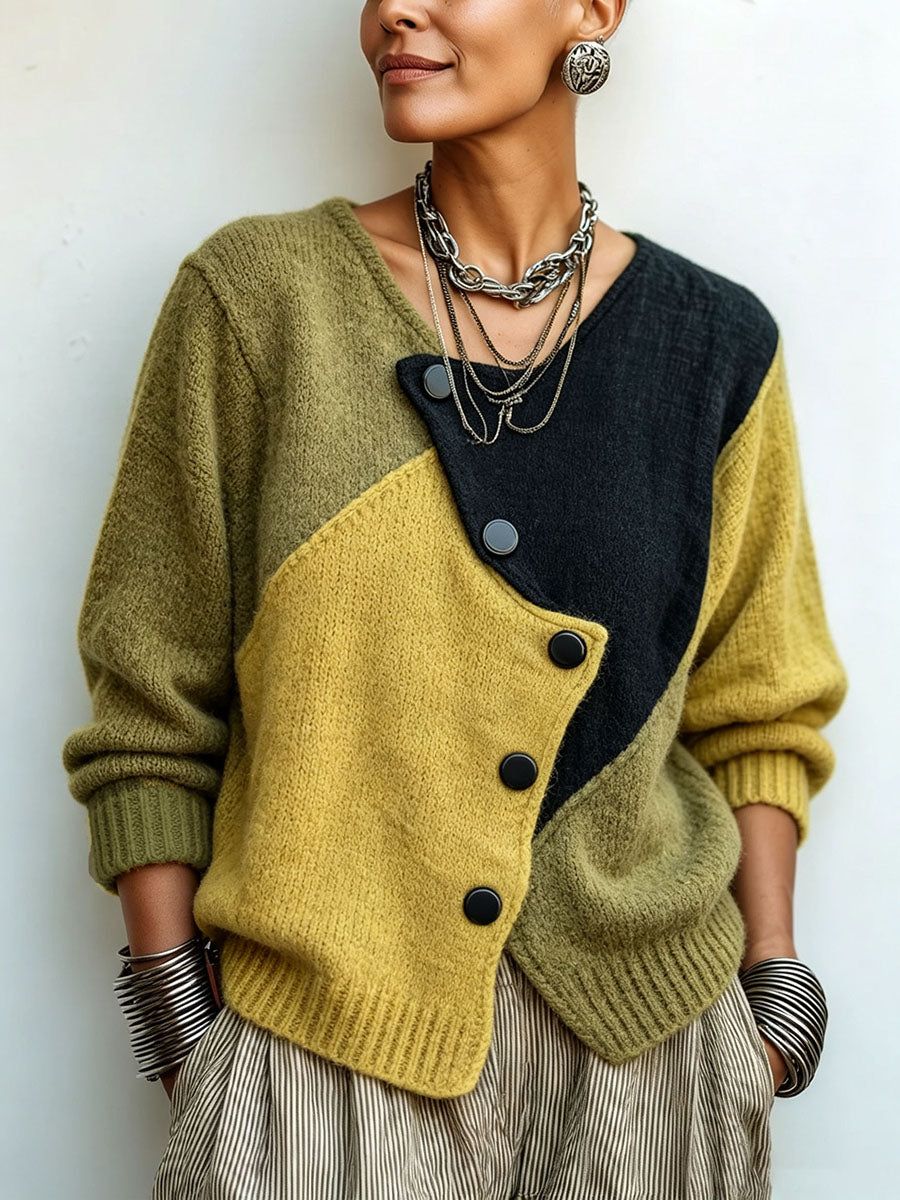 Zulu | Asymmetric Color-block Knit Sweater
