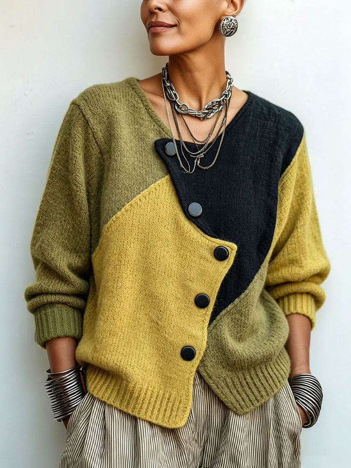 Zulu | Asymmetric Color-block Knit Sweater
