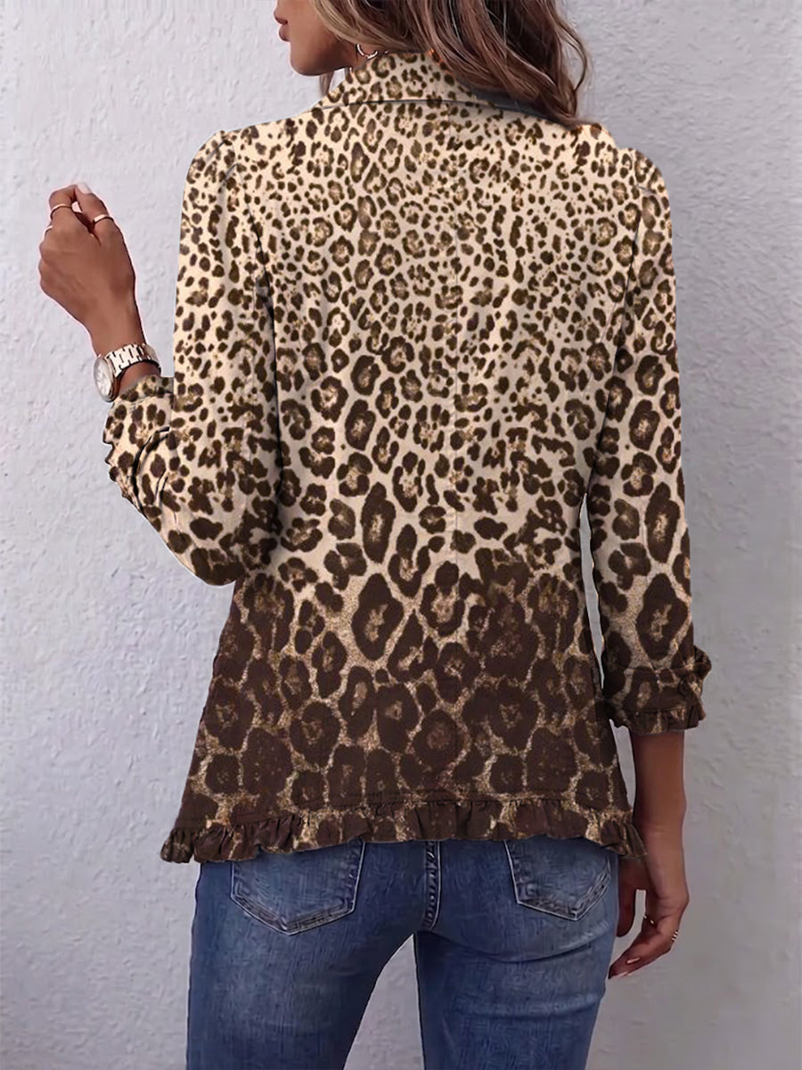 Roxi | Leopard Print Ruffled Jacket