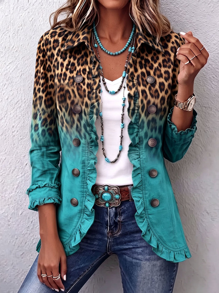 Esmeralda | Leopard Ombre Ruffle Blazer