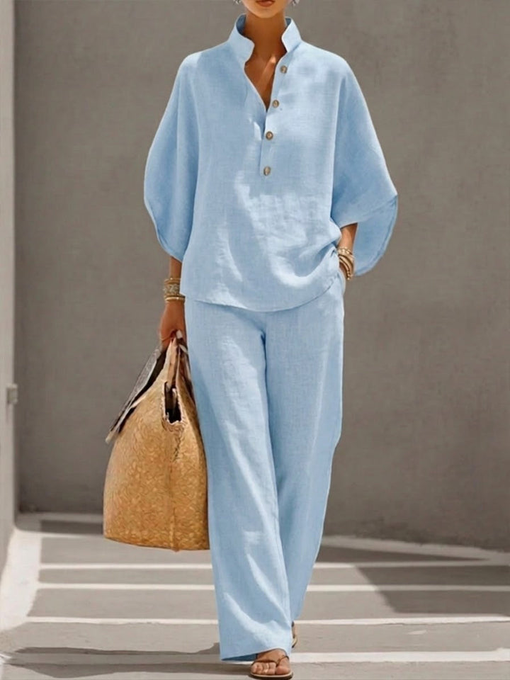 Lorna | Set with Batwing Sleeves and Wide-Leg Pants