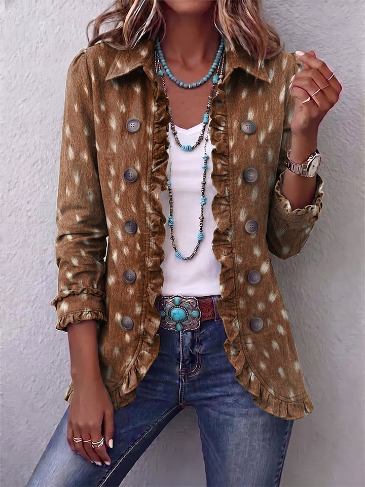 Indy | Bohemian Animal-Print Ruffled Jacket