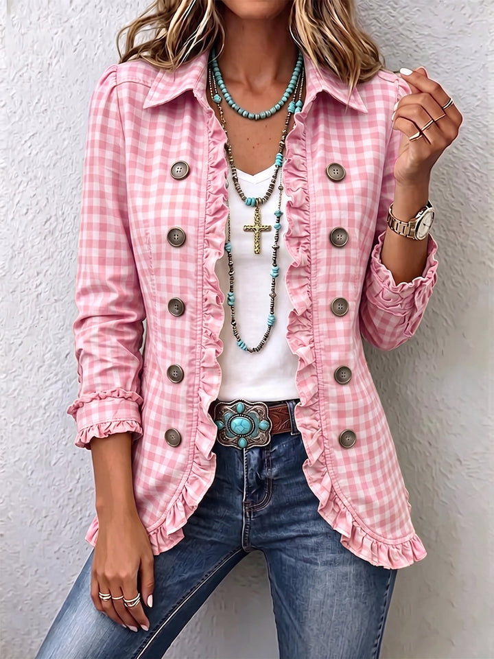 Brynlee | Gingham Ruffled Button-Down