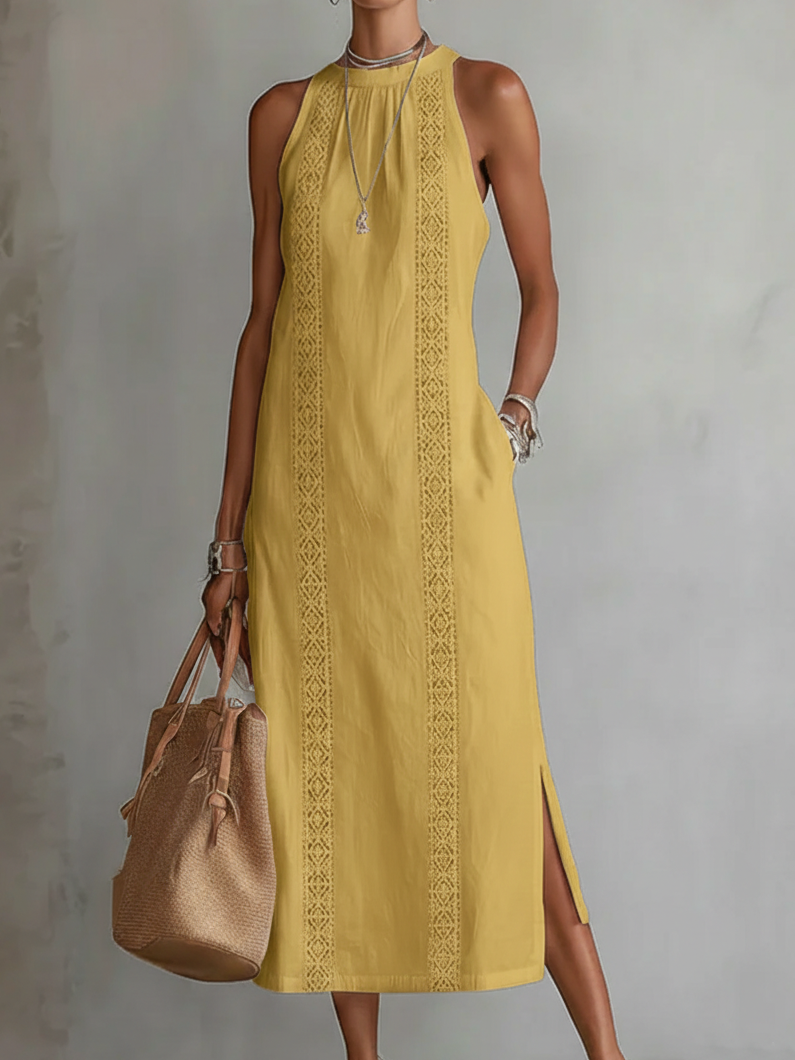 Lottie | Elegant Mao Collar Midi Dress