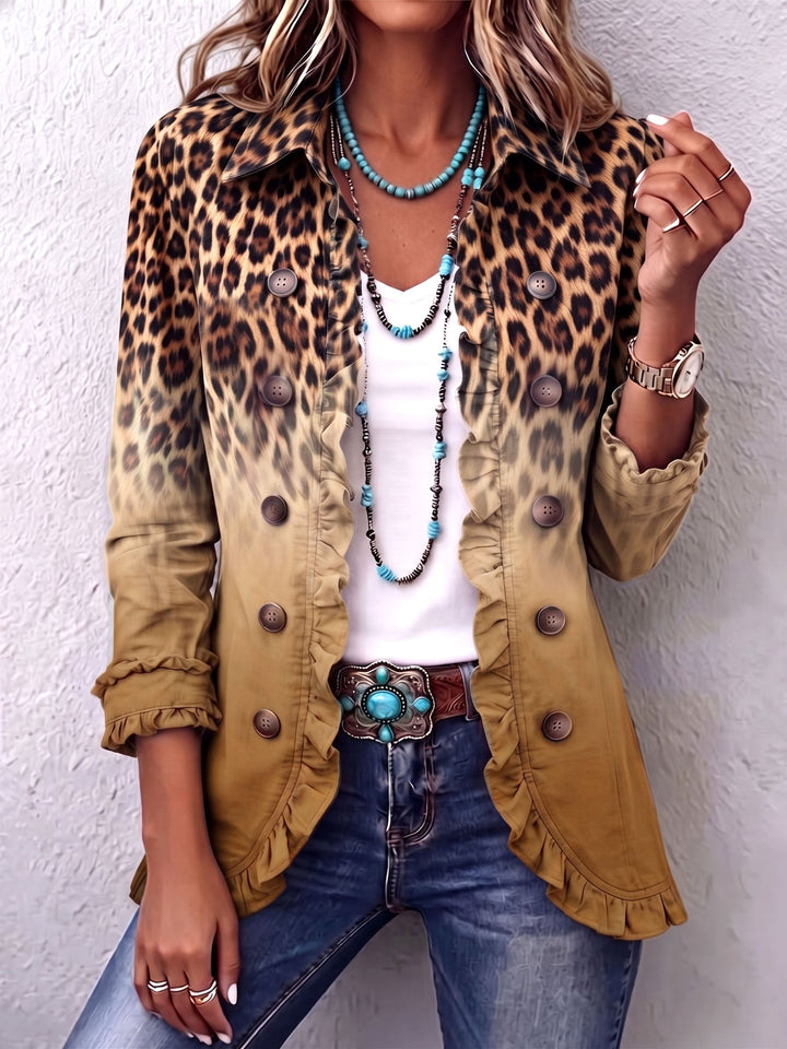Esmeralda | Leopard Ombre Ruffle Blazer