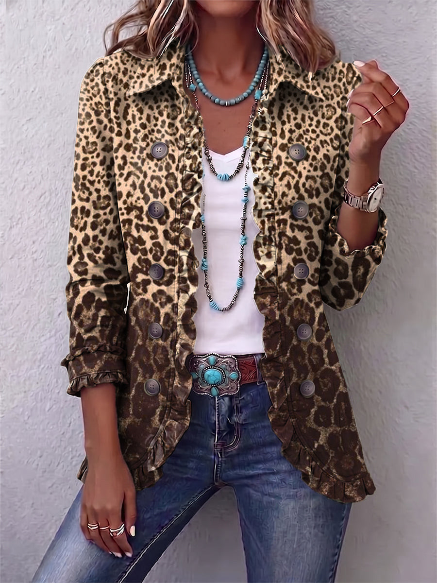 Roxi | Leopard Print Ruffled Jacket