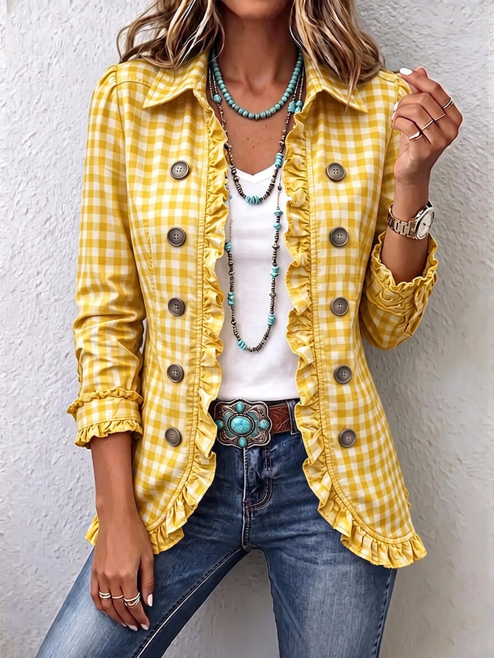 Brynlee | Gingham Ruffled Button-Down
