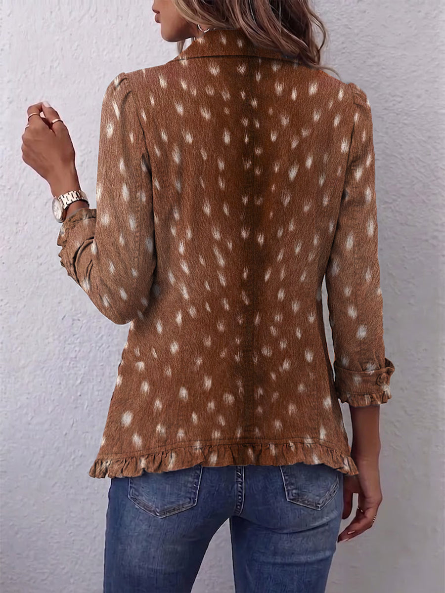 Indy | Bohemian Animal-Print Ruffled Jacket